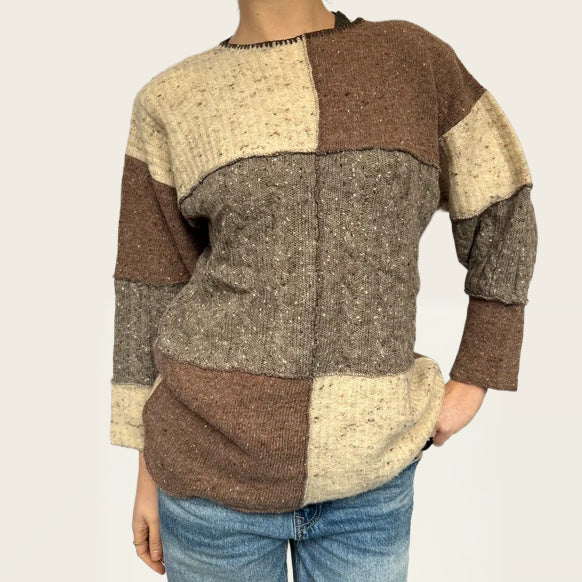 Annemarie patchwork wollen trui