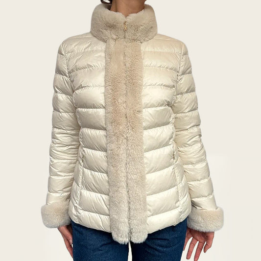 GEOX Crèmekleurige faux fur jas