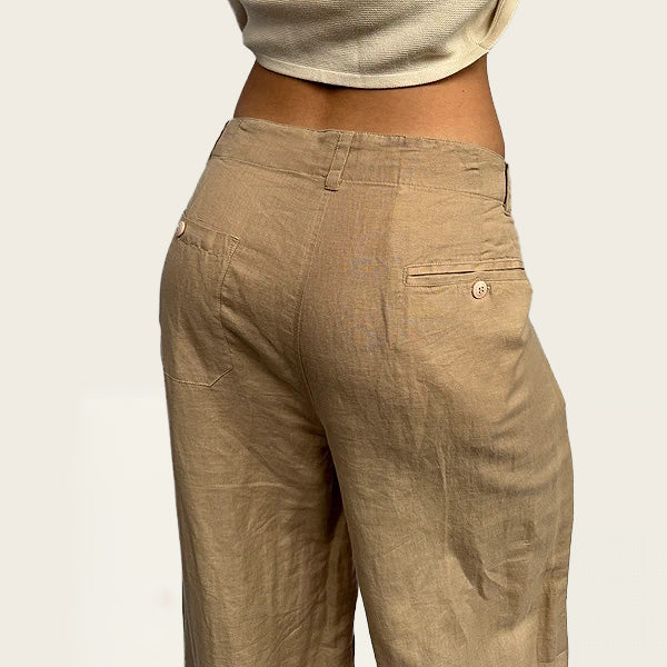 Hot Buttered linnen straight leg pantalon