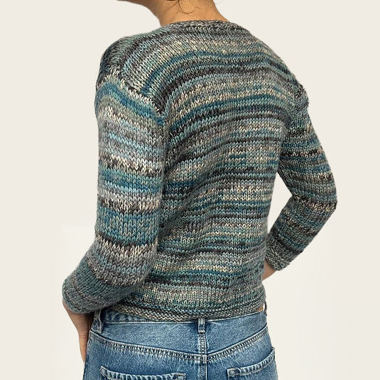 Wollen vintage vest in een diepe oceaanblauwe tint