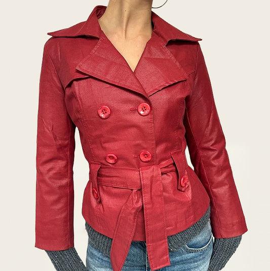 Red Cropped vintage trenchcoat