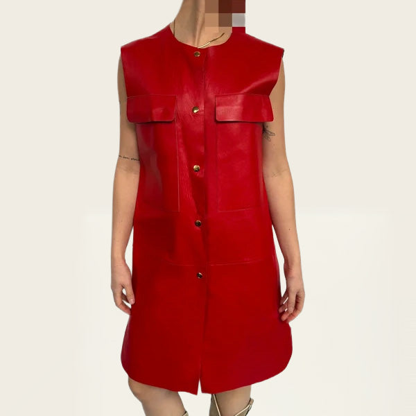 MARNI midi-jurk rood Lamsleer