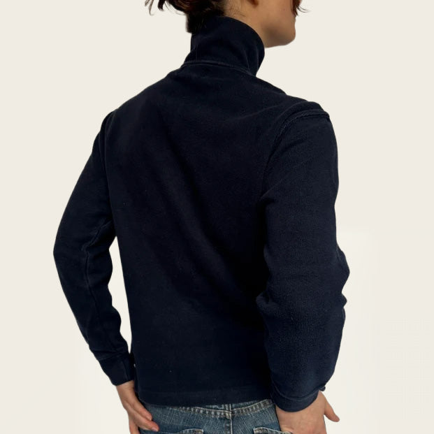 Ralph Lauren marineblauwe  quarter-zip trui van 100% zacht katoen