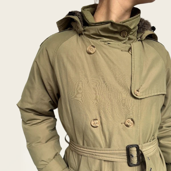 Woolrich gewatteerde trenchcoat-stijl winterjas khaki