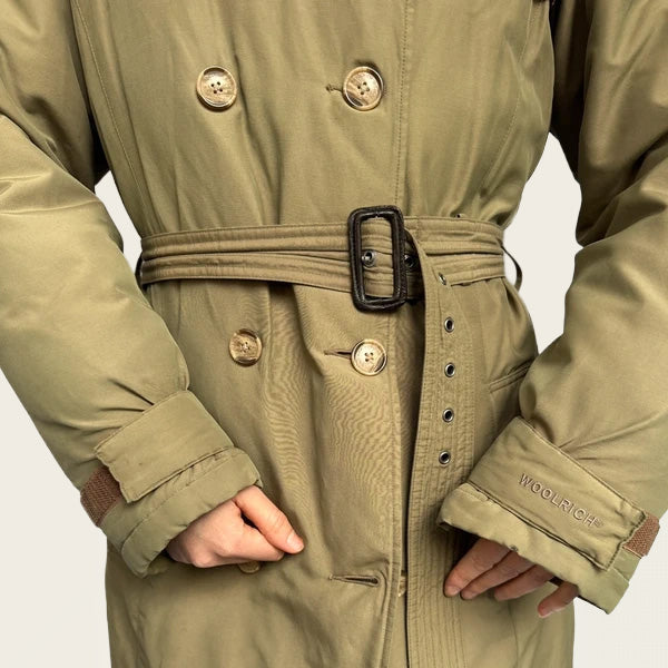 Woolrich gewatteerde trenchcoat-stijl winterjas khaki