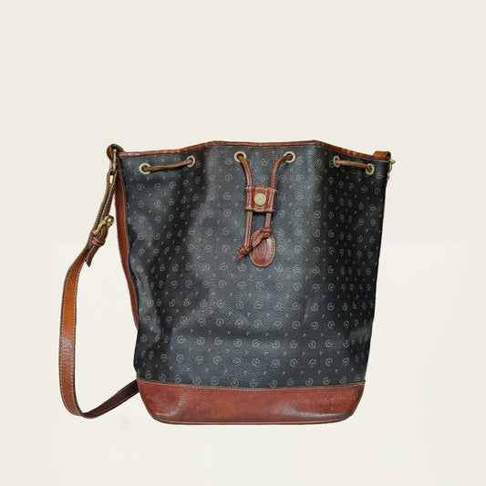 Pollini bucket tas bruin leer